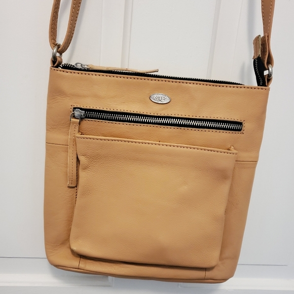 Luxeoria Pebble Grain Leather Crossbody Bag, Light Peach In Color, Classic - Picture 3 of 14